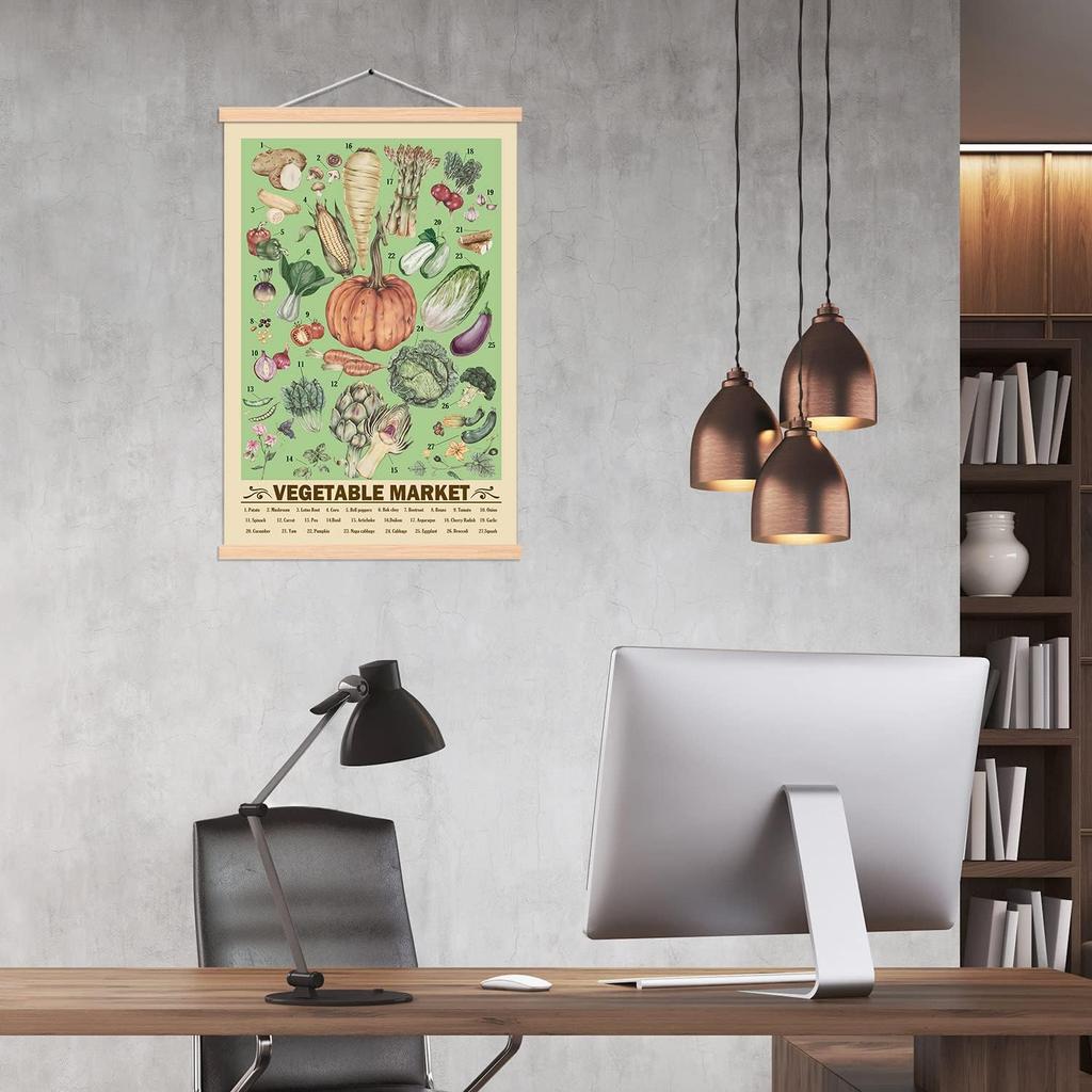 SAGUEYU Retro Vegetable Print Poster Vintage Botanical Science Reference Chart Wall Hanging Rustic Style Plants Kitchen Living Room Bedroom Dining