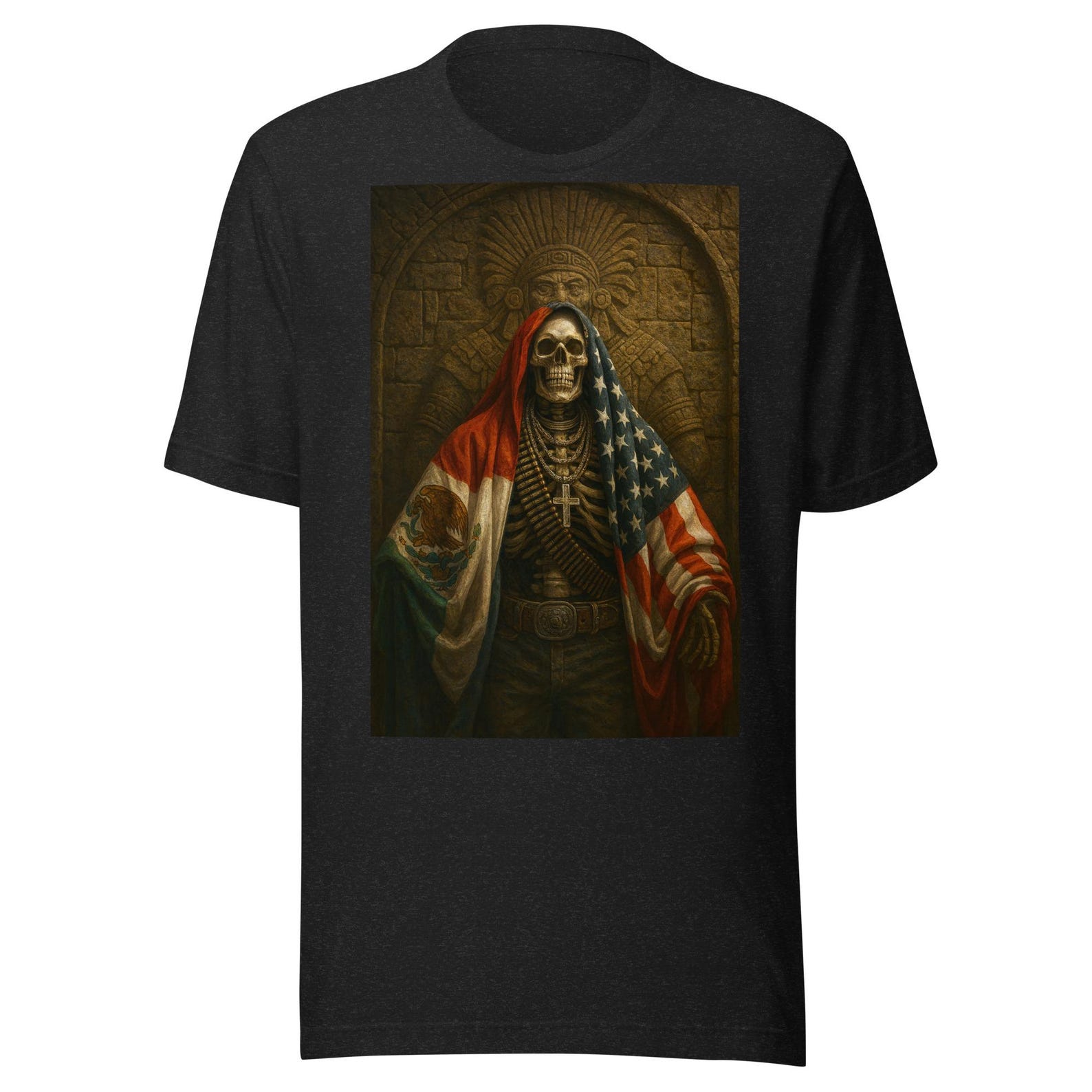 Santa Muerte Mexican American Flags Unisex t-shirt XL
