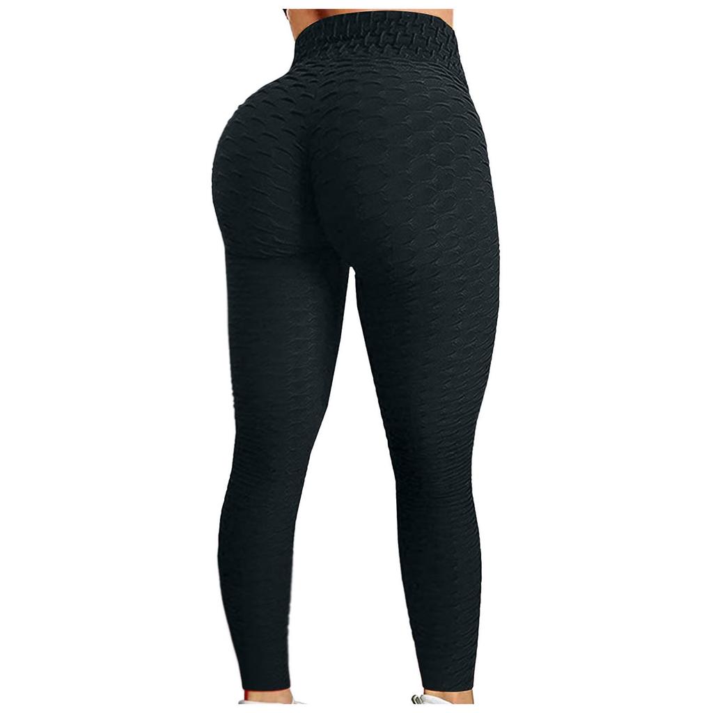 Europäische Schnelltrocknende Karierte Fitness-Yogahose, Po-Hebendes Blasen-Design, Damen Mehrfarbige Lange Freizeithose