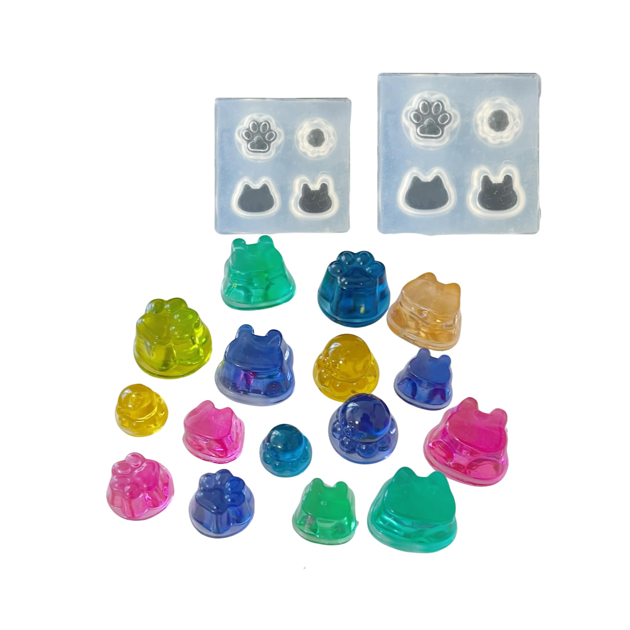 Animal Pudding 3D Mini Pudding 4 Paw Miniature Heart Silicone Resin 3D UV Handmade Sizes [Silicone Mold] - Types Rabbit, Cat, Octopus, Print, Jelly, белый