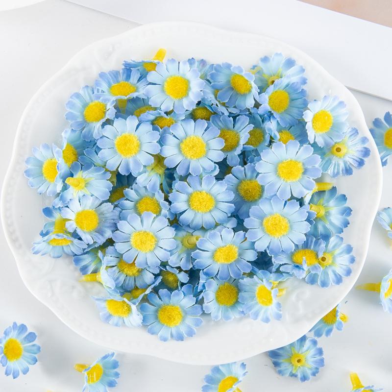 50/100pcs Artificial Flowers Sunflower Silk Daisy Head Festival Home Yard Wedding Decor DIY Scrapbook Fake Plant Festival Wreath