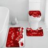 Winter Weihnachten Duschvorhang Set Niedlicher Schneemann Rote Vögel Geschenke Wald Zeder Neujahr Xmas Badezimmer Deko Duschvorleger Toilettensitzbezug