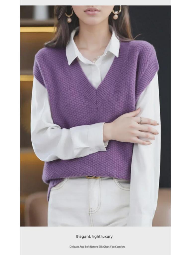 Chaleco de Punto Suave y Ceroso para Mujer - Primavera 2023 Chaleco Jersey Cuello en V para Primavera y Otoño