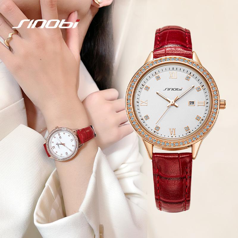 Ladies Watch Women'S Diamond-Encrusted Light Luxury Business Watch Women'S Belt Waterproof Quartz Watch 9846