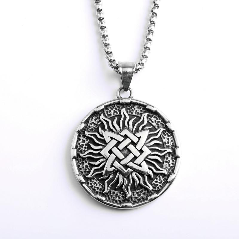 Vintage Men s Jewelry Viking Slav Medal Ancient Stainless Steel Pendant Necklace