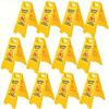 12Pcs Wet Floor Sign Foldable A Frame Caution Floor Sign Plastic 2 Sided for Indoor Outdoor