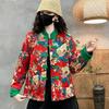 Northeast Floral Cotton Jacket: Women's Ethnic Winter Outerwear with Velvet Lining & Chinese Frog Buttons.
