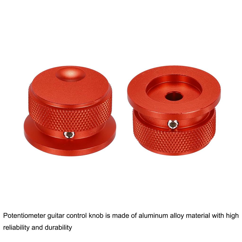 uxcell Aluminum Potentiometer Universal Volume Tone Control Knob with Oval Groove Indicator for Red 2-Piece Knob, 1/4" (6mm) Guitar, (34x20mm)