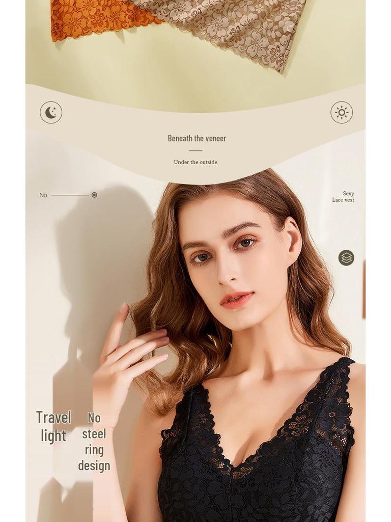 Sommer Svart Blonde Ryggløs Slim Fit Camisole: Kvinners Sexy BH uten spiler