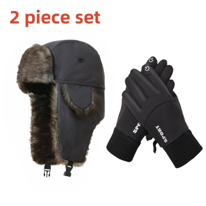 Cappello da caccia da uomo, paraorecchie in finta pelliccia, Cappello da caccia invernale caldo, Cappello da aviatore, Cappello da pesca sul ghiaccio, Cappello da sci