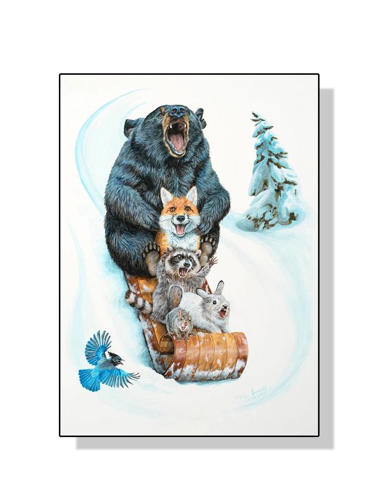 Rozmarná zvířata Campadoodle Mýval Bandita Plakát Obraz na plátně Abstraktní obraz na zeď do obývacího pokoje Domácí dekorace