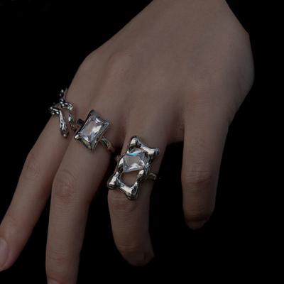 Niche Design High-Grade Irregular Zircon Light Luxury Wind Cold Wind Personality Trendy Cool Women'S Fashion Index Finger Ring