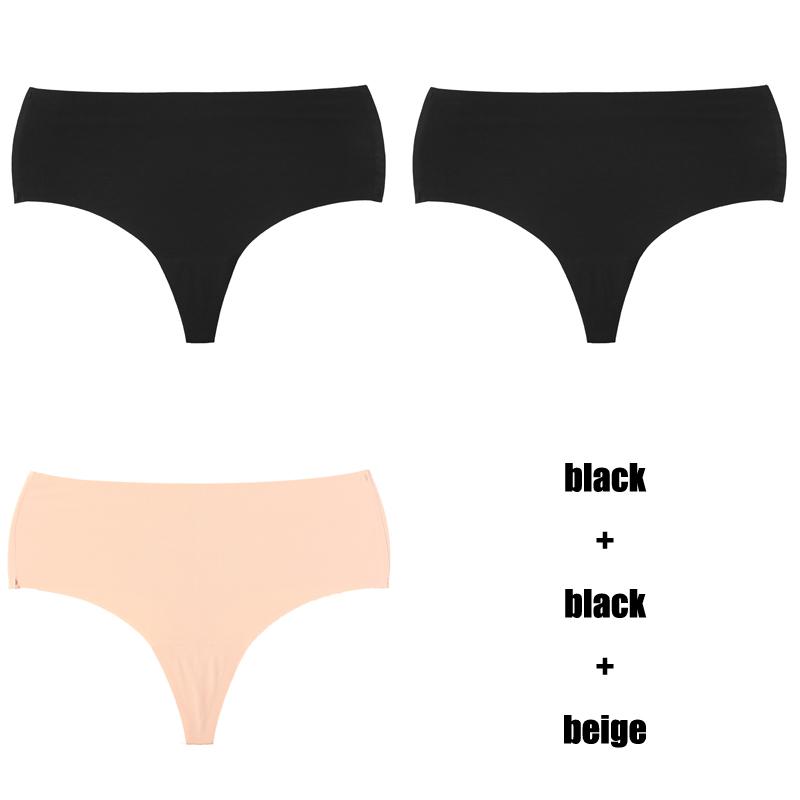 CINOON 3Pcs/Lot Temptation Panties Women Traceless Ice Silk Underwear Sexy High Waist G String Thong Comfortable Bikini Female Lingerie