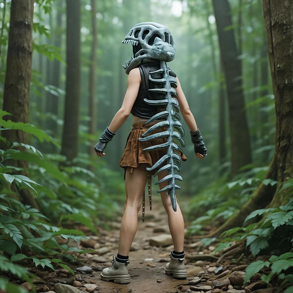 Dinosaur Headdress Spine Halloween Cosplay Supplies Realistic Dinosaur Skeleton Costume Set Role Play Props For Adults Kids