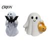 Halloween Ghost Decor Figurine, Cute Resin Statue, Creative Holding Figurine Bat/Drink Tabletop Ornament for Home Party, Trick or Treat Gift