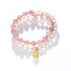 Double Circle Strawberry Crystal Bracelet, Money Bag Pendant Bracelet. Bangles Women Fashion Jewelry Accessories Gift