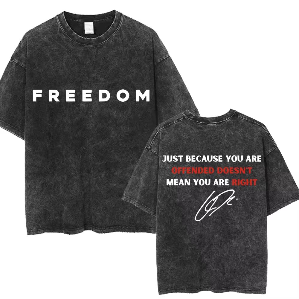 Justice for Charlie Kirk Freedom Washed T Shirts Fashion Men Women Vintage T Shirts Oversized 100 Cotton Casual Tees Streetwear