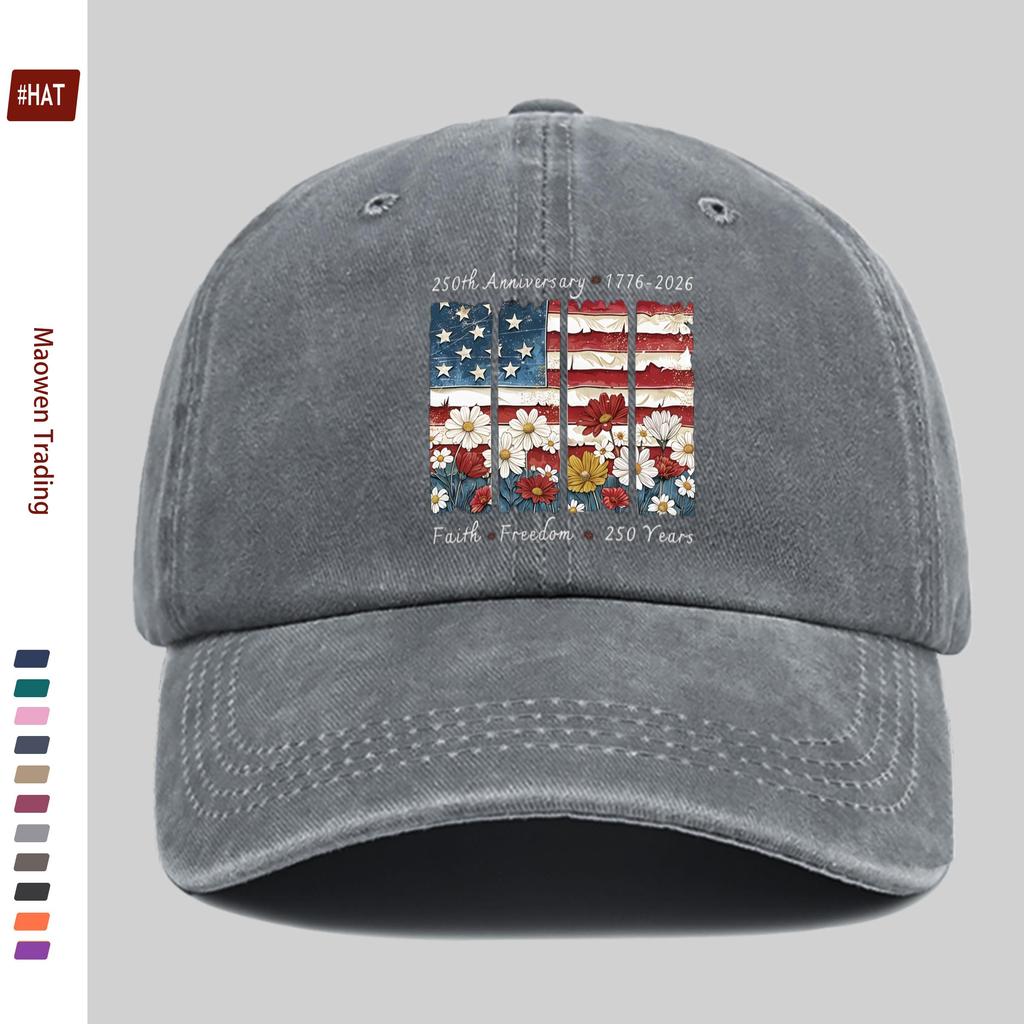 Pc American Flag and Floral Pattern Printed Baseball Cap Th Anniversary of American Independence Day Printed Decorative Hat