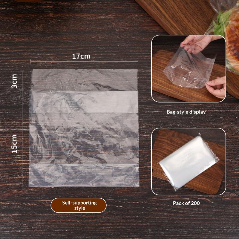 Selbstklebende Einweg-Hamburger-Tüten 100 Stück Transparent Lebensmittelecht für Sandwich Snack Backen Verpackung