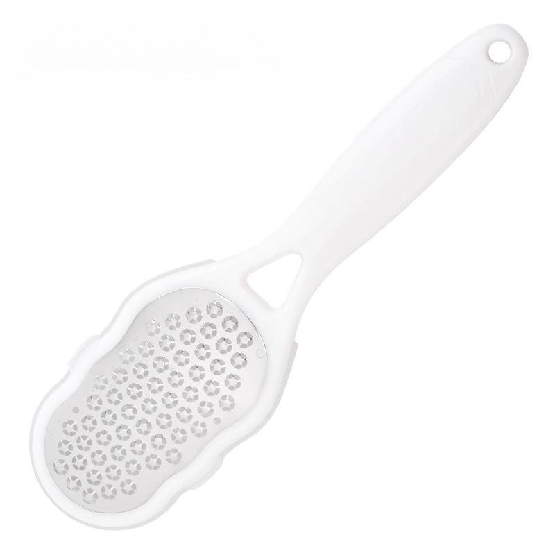 

1 professional stainless steel foot file with a safe splash-proof guard design, ergonomic arc for easy grip handle, stainless белый