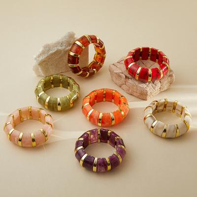 Bohemian Acrylic Elasticity Bracelet Exaggerate Women Simple Geometric Cuff Jewelry  Accessories