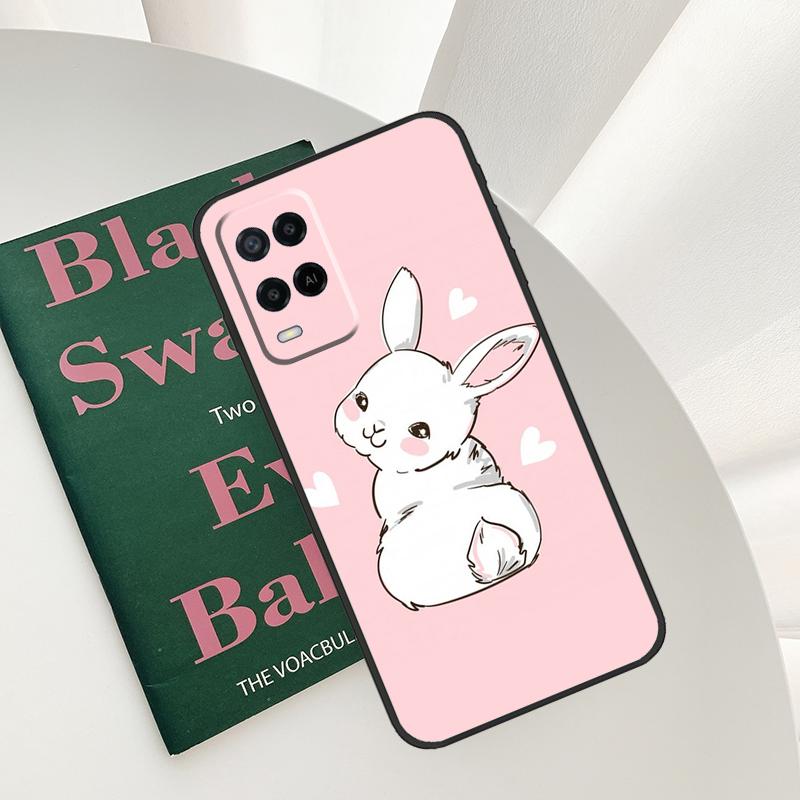 Cartoon Rabbit Bunny Case For Oppo A52 A72 A76 A96 A54 A74 A94 A54S A57S A58 A78 A98 A57 A77 A15 A16 A17 Cover