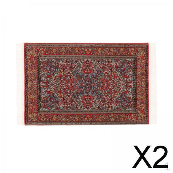 

2xМини Тканый Коврик Дом Кукольный Домик Зона для 1/12 Мини Дом Декор