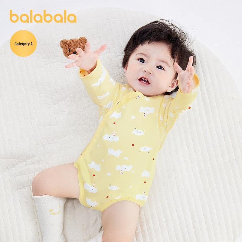 Balabala Newborn Infant Long-Sleeve Cotton Romper 2-Piece Set 90