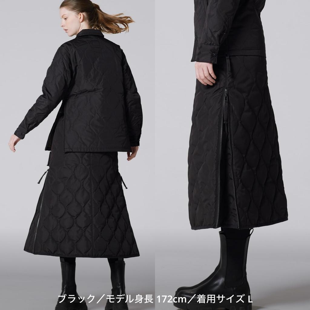 Taion Military Zip Gusset Down Skirt Size L Women's W150SKGZML-1 Black,