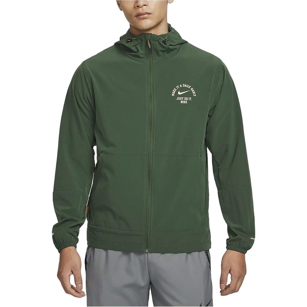 Nike Wellness Letter Print Hooded Sports Casual Jacket With Packable Design Men Jackets Spruce-Green FV3970-323