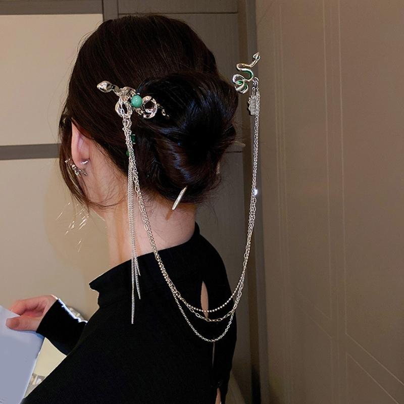 Zarte schlangenförmige Haarnadel im chinesischen Stil, Haarstab, Legierung, Haarnadel, Stäbchen, Chignon-Nadeln für Haar-Styling-Zubehör