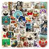 56 Skull Reading Graffiti Stickers Creative Personality Cartoon Text Stickers Decorative Guitar Notebooks