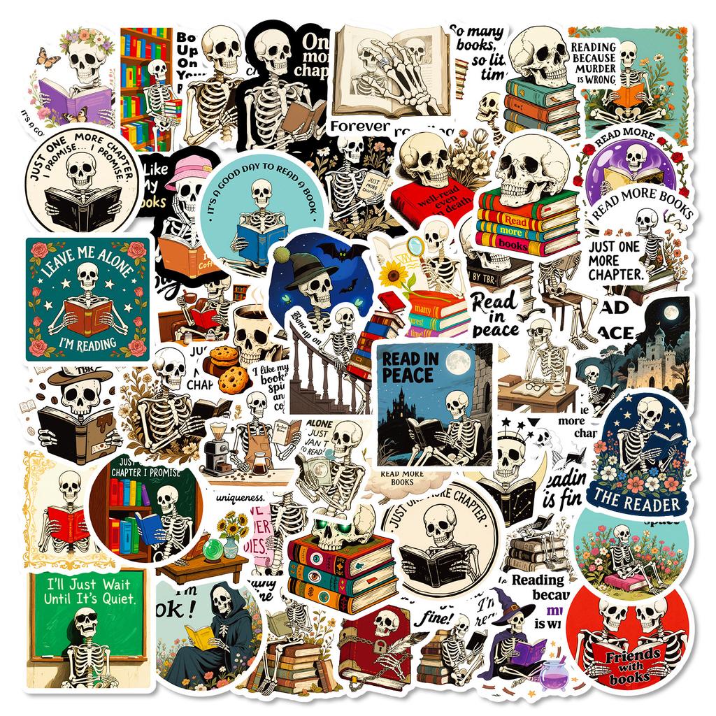 56 Skull Reading Graffiti Stickers Creative Personality Cartoon Text Stickers Decorative Guitar Notebooks