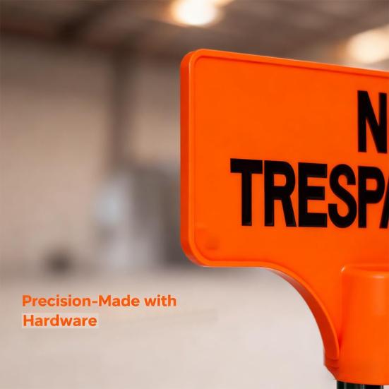 No Trespassing Sign Orange Purple Property Warning Sign Weather Resistant Highly Visible Outdoor Marker Sign for T-Post Mount Farms Construction Sites
