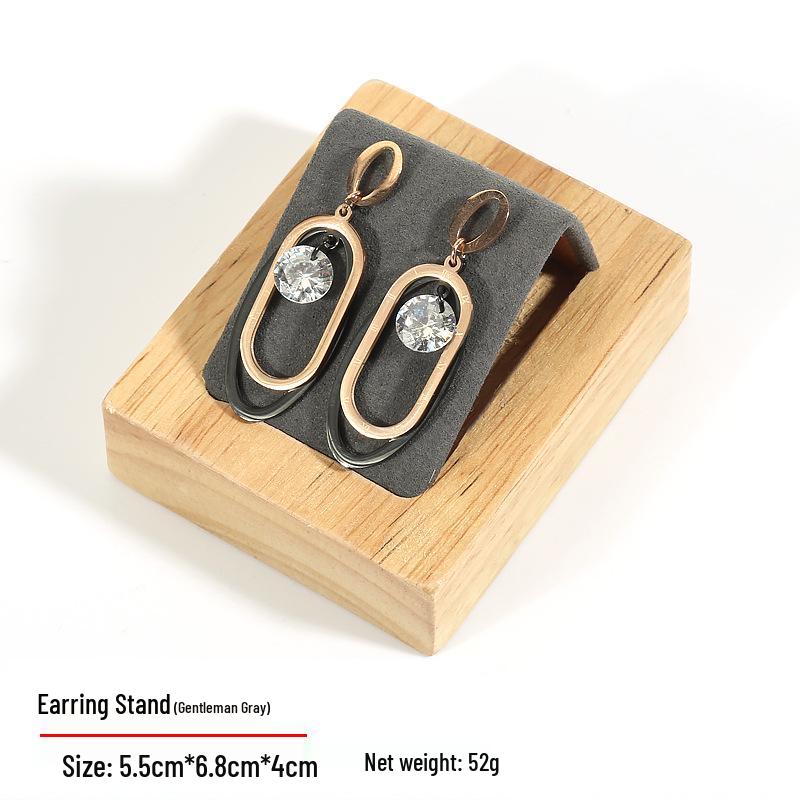 Solid Wood Jewelry Display Stand for Earrings, Rings, and Necklaces with Jade Tray