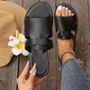 2025 European and American Foreign Trade Large Size Flat Bottom One-word Shoes Women's Leisure Hollow Fish Mouth Beach Cool Slippers Slippers
