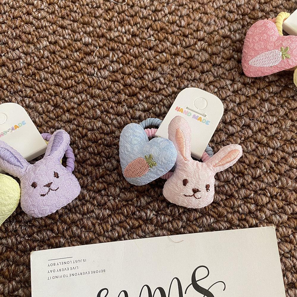 Rabbit Heart Cute Cartoon Animal Hair Ties for Kids - Korean Style Fabric Hair Accessories