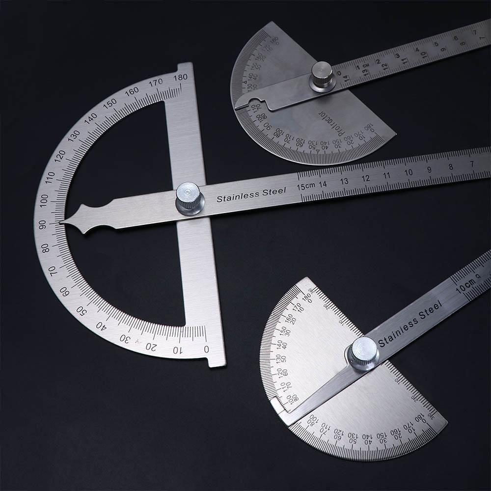 Rotary Round Head Goniometer Measuring Ruler Stainless Steel 180 Degree Protractor Adjustable Protractor Angle Ruler Protractor
