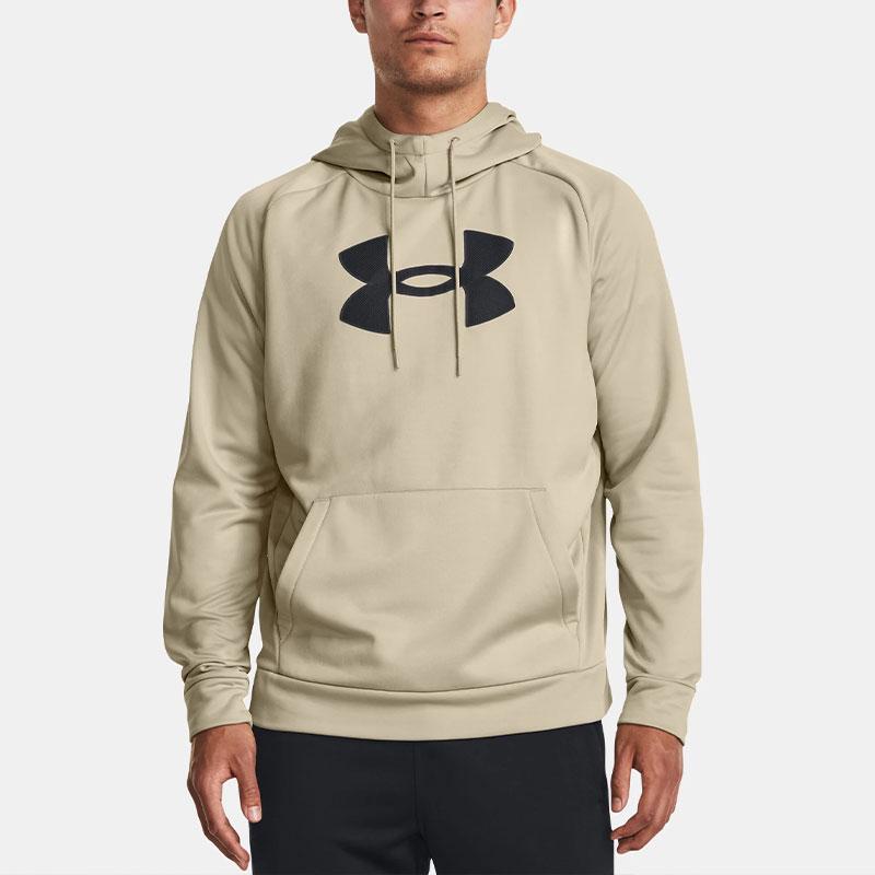 Under Armour Fleece Logo Print Breathable Warm Hoodie Men Hoodie Khaki 1379854-289