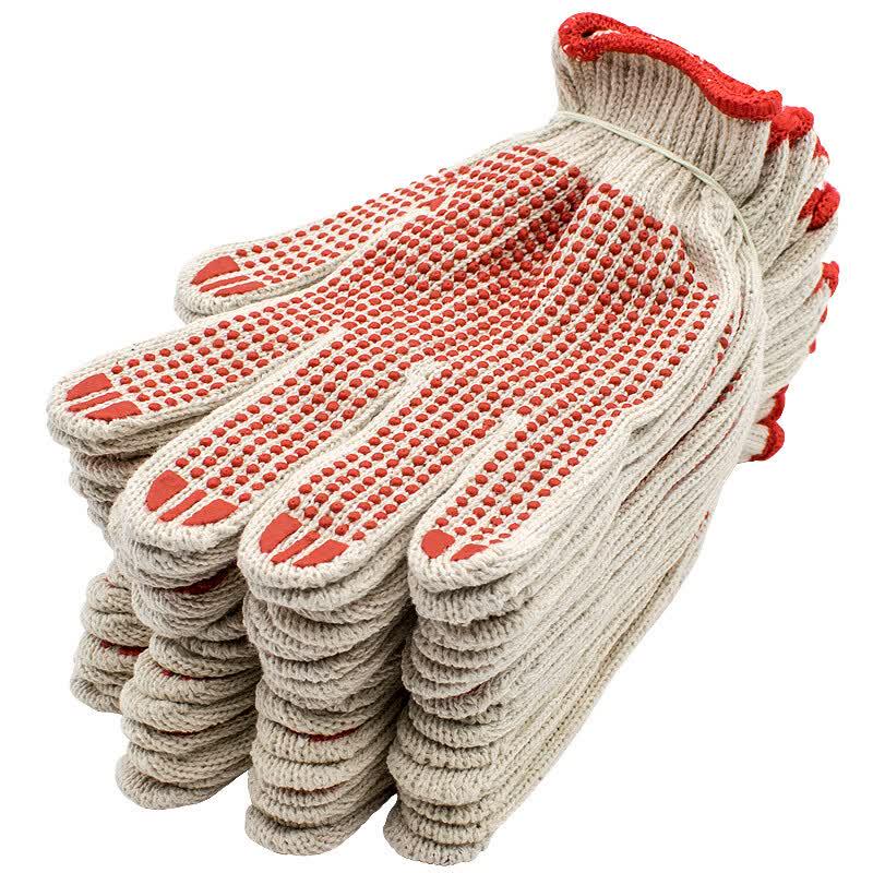 LETA Heavy-Duty Anti-Slip Cotton Work Gloves (10 Pairs) Standard Industrial