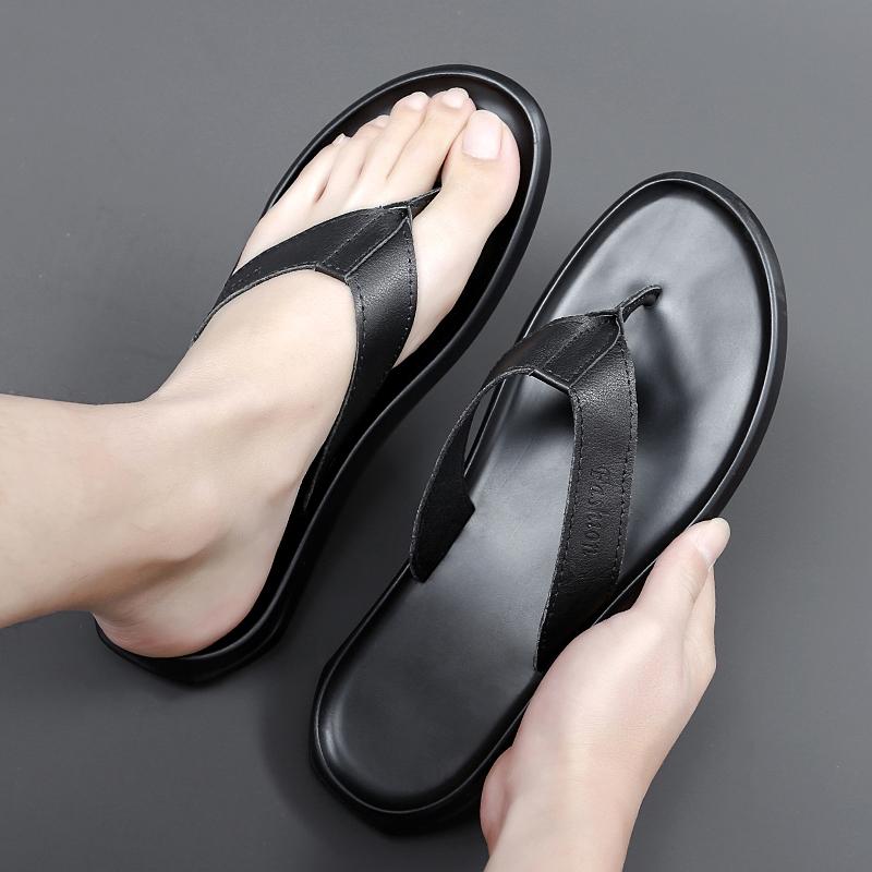Flip Flops Men New Genuine Leather Men's Slippers Outdoor Summer Fashion Flip-flops Slippers Breathable Slides Men Casual Shoes