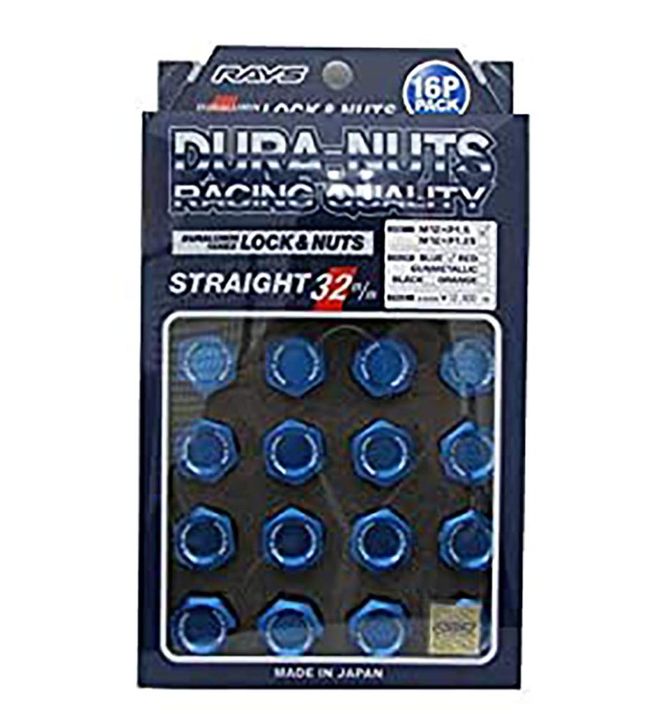 RAYS Duralumin Lock Nut Set for L32 M12 x Blue 74020001112BL & 4H, 1.5, Anodized,