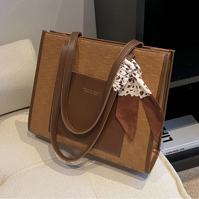 Large Capacity Simple Tote Bag Korean Style Fashion Commuter Shoulder Bag  New Women's High-End Portable PU Leather Handbag