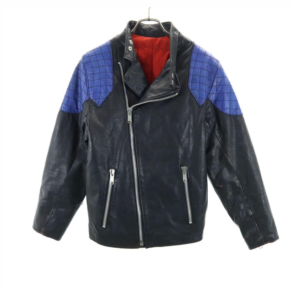 

OLD 90s leather Single riders jacket black Men s Used