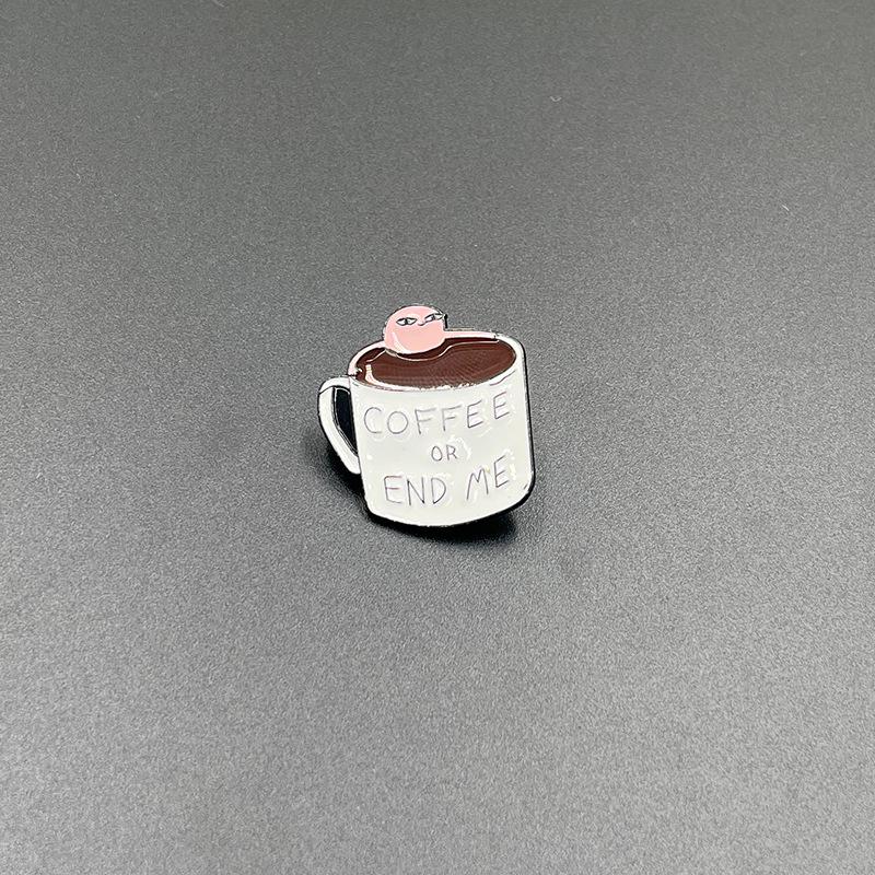 Cartoon Drip Oil Metal Brooch - Milk Carton & Coffee Cup Design for Clothing, Shoes, Bags