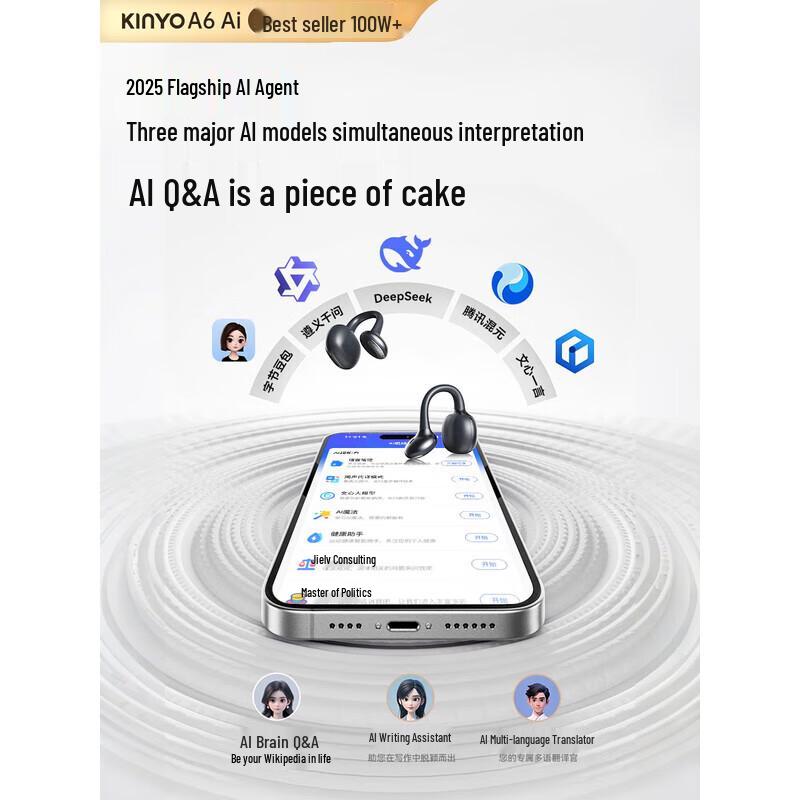 Jinyun A6 AI Open-Ear Bluetooth Headphones