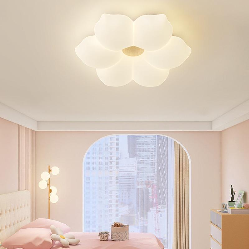 Living Room Light Ceiling Light Full Spectrum Eye Protection Creative Flowers Children's Room Light Cream Breeze Warm and Romantic Bedroom Light