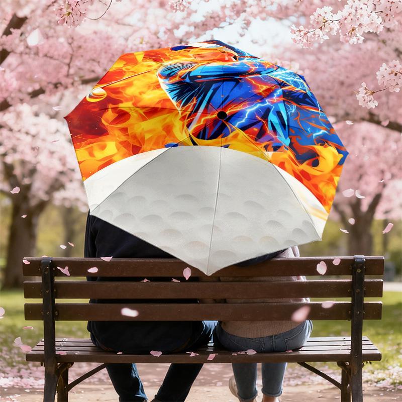 1pc Golf Fire Pattern Umbrella Design Automatic Opening and Closing Umbrella, High-quality Travel Umbrella, c1128232