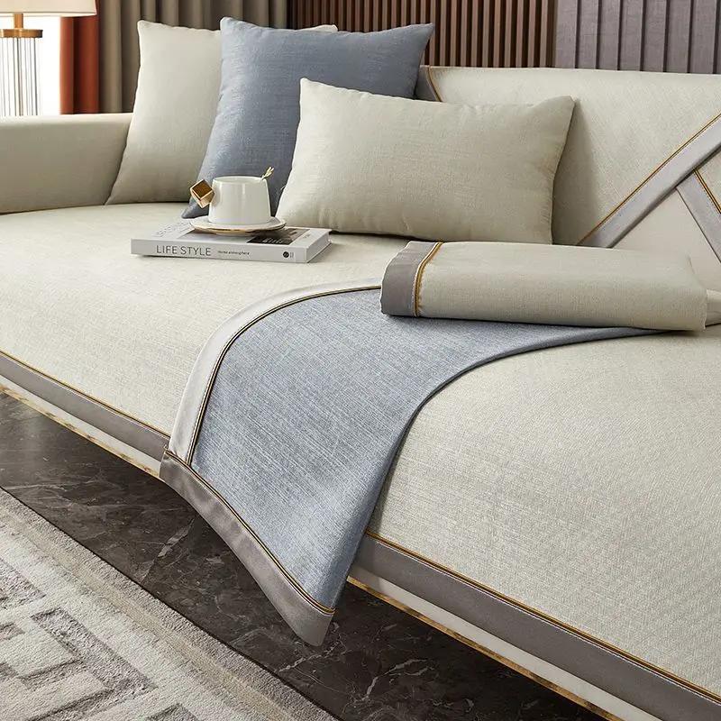 Light Luxury Sofa Cover Chenille Sofa Pad Solid Color Living Room Modern Sofa Cushion Non-Slip Cushion Armrest Covers for Home