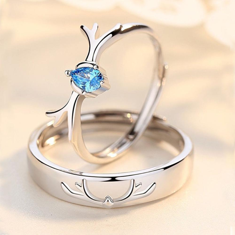 

Синий Кристалл Животное Олень Лось Медное Покрытие Платина Регулируемая Пара Кольцо Мужчины Женщины Перекрытие Открытый Палец Ювелирные Изделия Бесплатная Доставка